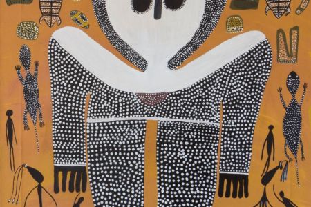 MO K01103-18 Matilda Oxtoby Wandjina 2018 natural pigment on canvas 100x80cm