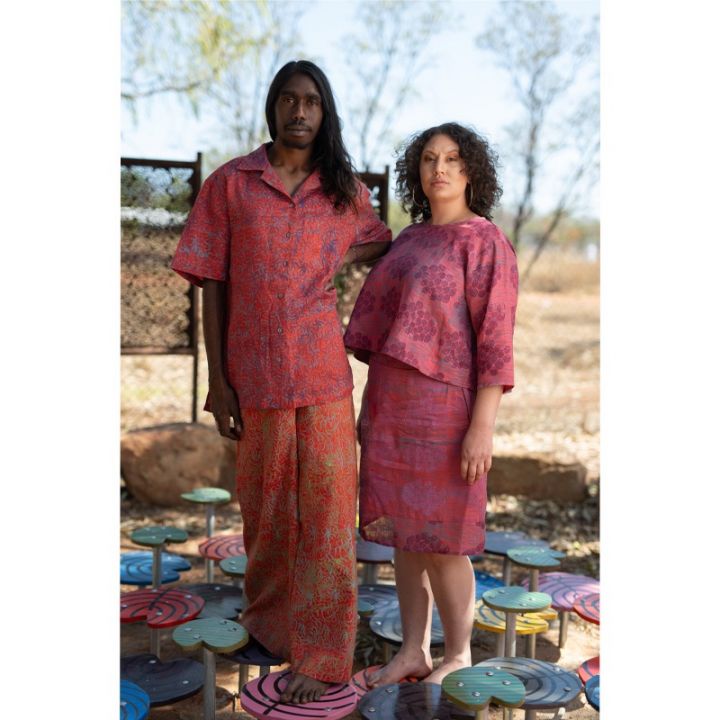 Boonkaj Collection - Short skirt light pink mejerren - handprinted textile-1.jpg
