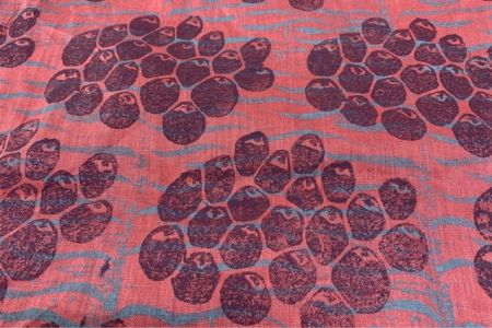 Black Plum dark pink handprinted textile